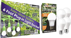 Kit de sistema de iluminação com 4 soquetes com fio pronto para LED de espectro completo da Miracle LED 602785