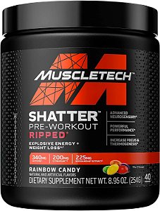 Pré-treino + Perda de Peso MuscleTech Shatter Ripped Pré-Treino Pré-treino para Homens e Mulheres Mistura de Energia em Pó para Bebida Fórmula de Energia + Perda de Peso S