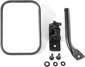 Espelho do Trilho Stubby, Retangular, Preto Texturizado | 11025.20 | Serve para Jeep Wrangler 1997-2018