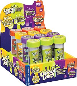 Thames & Kosmos Ooze Labs: Misture seu próprio slime - Conjunto de presente com 12 peças | Slime Ooze Labs sortidos - Brilha no escuro, magnético, termocolorido e com efeito de luz do sol | Lembrancin