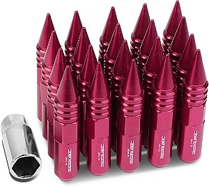 Porca de Roda DNA MOTORING LN-ZTL-9030-15-PK 20 peças Estilo Aberto/Fechado M12 x 1,5 20mm OD/107mm Altura com Extensão de Acionamento Profundo, Rosa
