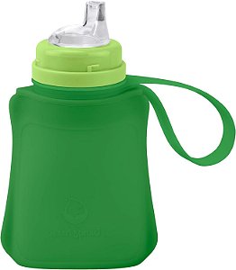 Green Sprouts Sprout Ware Sip & Straw Pocket feito de Silicone e Plantas (8 oz.), Bolso para Beber e Canudo de Silicone não-tóxico à base de Plantas - Verde