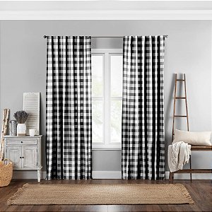 Elrene Home Fashions Farmhouse Living Painel de Cortina xadrez Buffalo (Preto) (52X84)