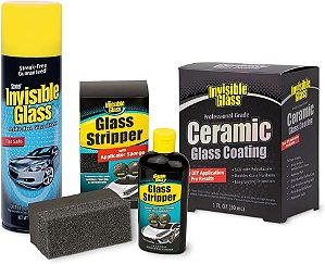 Kit completo de revestimento de vidro cerâmico de qualidade profissional Invisible Glass 99607 Premium Cleaner and Stripper de vidro para remover manchas de água e polir e restaurar vidros automotivos Revestimento semipermanente.
