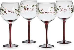 Pfaltzgraff Winterberry Harmony/Paz/Alegria/Felicidade Taças de Vinho (Conjunto de 4)