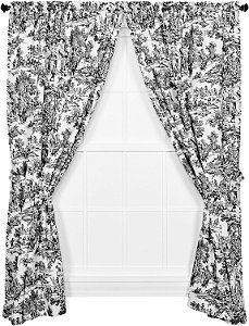 Cortina Ellis Victoria Park Toile 68 polegadas por 63 polegadas par de painéis sob medida com amarras, preto