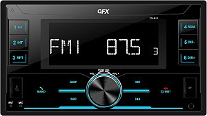 Estéreo para carro QFX FX-911 Bluetooth com rádio AM/FM, tocador de MP3, display LCD, 2 portas USB, entrada AUX e tocador de MP3
