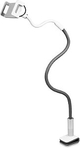 Suporte de Braço Flexível Aluratek Universal para Smartphone e Tablet com Braçadeira Embutida para Mesa, Compatível com iPhone e Samsung (Tablets entre 4,75 e 9 polegadas de largura) AFM01F, Branco