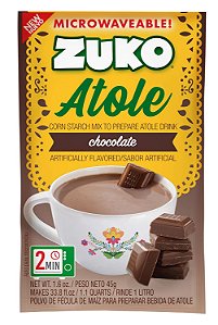 Zuko Atole Chocolate Instant Mix de Amido de Milho | Fortificado com Vitaminas | Basta Adicionar Água Quente | Pode Ser Feito no Microondas em Apenas 2 Minutos | 1.6 Onças (Pacote com