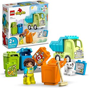 Caminhão de Reciclagem LEGO DUPLO Town 10987 Conjunto de Brinquedo para Montar, Aprenda Brincando com Este Presente de Aniversário Criativo STEM para Crianças Pequenas, Meninos, Meninas a partir de