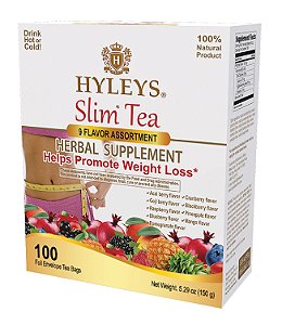 Assortimento de 9 sabores Hyleys Slim Tea 100 Ct - Suplemento Herbal para Perda de Peso, Limpeza e Desintoxicação - 100 sachês de chá (1 pacote)