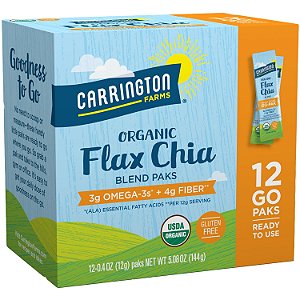 Carrington Farms Orgânico Flax Chia Paks, 5.08 oz 12 Pacotes (Pack com 6), Embalagem Pode Variar