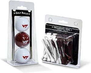 Bolas de Golfe com Logotipo da NCAA (3 Unidades) e Tees de Golfe Regulamentares de 2-3/4 (50 Unidades), Multicoloridos