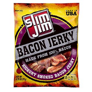 Tiras de Bacon Slim Jim, Sabor Defumado de Hickory, Pacote de 2.75 Oz. (Pacote com 12)