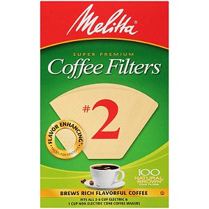 Filtro de café cone Melitta #2, Marrom Natural, 100 unidades (pacote com 6)