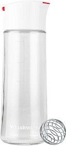 Whiskware Glass BlenderBall Batedor à Prova de Vazamentos Frasco Agitador para Molhos de Salada com Tampa Auto Fechante para Não Derramar, 2.5 Copos, Branco
