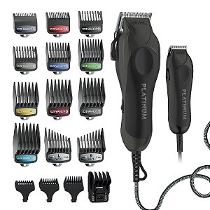 Wahl USA Pro Series Platinum Cortador com fio e Trimmer com fio para cortes de cabelo em casa com pentes guia codificados por cores - Modelo 79804-100