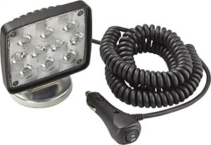 Luz de trabalho auxiliar retangular de LED Wesbar (54209-018) com cabo enrolado de 19 pés e base magnética.