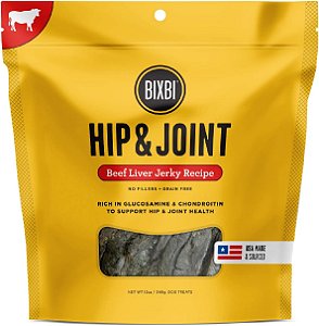 Petiscos de fígado de boi BIXBI Hip & Joint Support, 12 oz - Petiscos para cães fabricados nos EUA, sem grãos - Glicosamina, Condroitina para cães - Rico em proteínas, antioxid