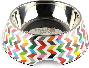 Tigela para animais de estimação French Bull 24 oz, 2 peças - Cachorro, Gato, Comedouro, Antiderrapante, Aço inoxidável, Elevado - Ziggy Branco