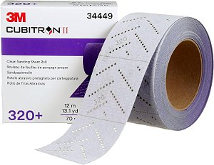 Rolo de Folha Abrasiva 3M Cubitron II Hookit, 34450, Multi-Furo, 70 mm x 12 m, Granulação 400+, Rolo de Lixa Automotiva para Remoção de Revestimento, Reparo de Chap