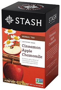 Chá de Ervas Stash Tea Canela Maçã Camomila - Naturalmente Livre de Cafeína, Projeto Verificado sem OGM, Chá Premium sem Ingredientes Artificiais, 20 Unidades (Embalagem com 6) - Total de