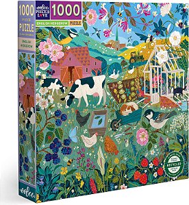 Puzzle Quadrado de Adulto eeBoo: Amor e Peça do Hedgerow Inglês com 1000 Peças, 23 x 23, Peças Resistentes, para Idades a partir de 14 Anos