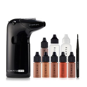 Kit de Maquiagem Airbrush TEMPTU One Perfeição da Complexão com Compressor sem Fio e Airpod Pro Conjunto de 3 Cartuchos de Maquiagem Reutilizáveis e Recarregáveis - Pacote de Valor - Cosméticos Airbrush Premium