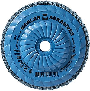 Discos de Abas Trimmable de Zircônia Tipo 29, Densidade Padrão, Mercer Industries 342T036-4-1/2 x 5/8-11, Granulação 36 (Pacote com 10)