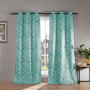 Kit de cortinas pesadas geométricas isoladas e bloqueadoras de luz escura para sala Kelvin, conjunto de 2 painéis, 38 x 112 polegadas, Oceano, 2 peças.