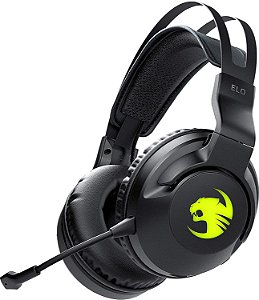 Fone de Ouvido para Jogos sem Fio ROCCAT Elo 7.1 Air PC, com Som Surround, Microfone Removível com Cancelamento de Ruído, Drivers de 50mm, Bateria de 24h, Iluminação RGB, Preto