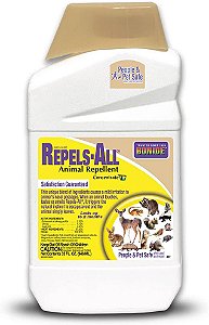 Repelente de Animais Bonide Repels-All, Concentrado de 32 oz, Repelente de Veados de Jardim Externo de Longa Duração, Seguro para Pessoas e Animais de Estimação.