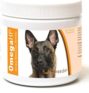 Healthy Breeds Belgian Malinois Suplemento de Ácidos Graxos Ômega HP para Pele e Pelagem em formato de Tablete Mastigável 60 unidades