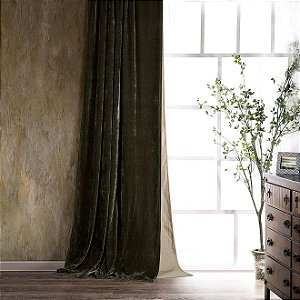 Cortinas de Janela de Veludo de Seda Falsa Stella HiEnd Accents, Cortinas de Bolso para Varão, 48x108 polegadas, Verde Feto, Estilo Romântico Ocidental Moderno Tradicional para Quarto