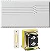 Kit de Campainha com Fio de Duas Notas Newhouse Hardware com Transformador e Botões de Pressão Iluminados de Montagem Superficial, 16VAC / 10 VA, Branco