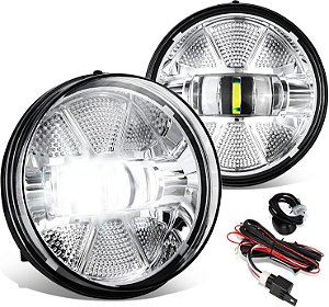 Par de Luzes de Neblina LED com Chicote de Fiação e Interruptor Compatível com GMC Sierra 1500/2500 HD/3500 HD 07-13/07-14, Lente Transparente