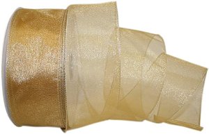 Fita de Borda com Fio de Valor Encantador Sheer Reliant Ribbon 99908W-035-40K, 2-1/2 Polegadas X 50 Metros, Dourada.