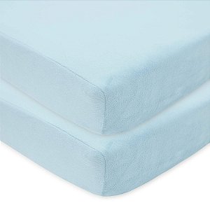 American Baby Company 2 Pacote de Lençóis de Berço Fitted Heavenly Soft Chenille 28 x 52, Quentes e Aconchegantes, Lençol de Chenille Neutro, Azul, para Meninos e Meninas, Serve para Col