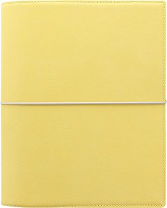 Organizador Filofax Domino Soft, tamanho A5, Limão - Aparência de Couro, Capa Tátil Suave, Seis Argolas, Agenda Semanal Multilíngue, Diário de Calendário Vista-Semana, 2024 (C