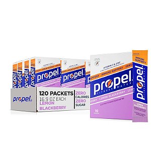 Propel Suporte Imunológico com Vitamina C + Pacotes de Pó de Zinco, Limão e Amora, 10 Unidades (Embalagem com 12)