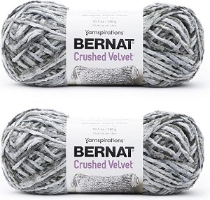 Fio de Veludo Macio Cinza Bernat - Pacote com 2 de 300g/10.5oz - Poliéster - 5 Fios Grossos - 315 Jardas - Tricô/Crochê