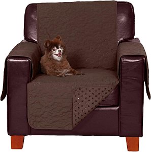 Protetor de Capa para Cadeira à Prova d'Água e Antiderrapante Furhaven para Cães, Gatos e Crianças - Capa de Móveis para Sala de Estar com Estampa Acolchoada de Pegadas - Espresso