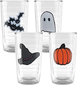 Caneca Isolada Tervis feita nos EUA com parede dupla, mantém as bebidas frias e quentes, 16oz - 4 unidades, sortidas, de Halloween Gritos e Sonhos.