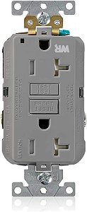 Tomada GFCI Duplex Autotestável Resistente às Intempéries e à Violência Industrial de Alta Resistência, 20A-125V, 1.74 x 1.36 x 4.05 polegadas, Cinza, 20-Amp