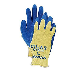 Luva de Kevlar SHOWA Best Atlas KV300 com revestimento de látex na palma, azul, tamanho pequeno (pacote com 12)