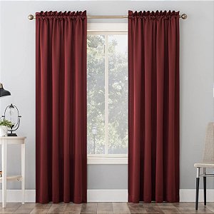 Painel cortina de bolso de barra isolada Sun Zero Barrow 2-Pack Total Blackout Solid, 54 x 108, Vinho