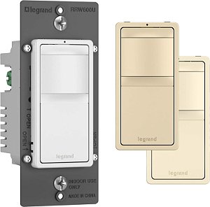 Interruptor de luz de balancim de sensor de movimento de ocupação Legrand radiant RRW600UTCCCV4, de montagem em parede, com uma única posição, cobertura de 180 graus, ligado/desligado automático, placa frontal inter