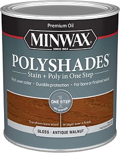 Minwax PolyShades Mancha para Madeira + Acabamento de Poliuretano - Quart, Nogueira Antiga, Brilhante 32 Fl Oz (Pacote de 1)