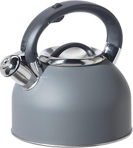OGGI Chaleira de Chá para Fogão - 64oz / 1.9lt, Chaleira de Aço Inoxidável com Apito Alto, Chaleira Ideal para Água Quente e Fervura de Água - Carvão