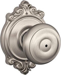 Maçaneta Schlage F40 GEO 619 BRK Georgian com acabamento Brookshire, fechadura de privacidade para cama e banho, níquel acetinado